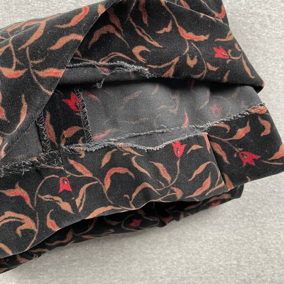 VTG Dark Floral Velvet Pleated Midi Skirt 12 Whimsigoth Cottagecore Witchy Retro - Picture 14 of 16